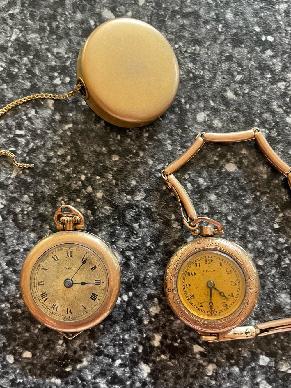 Vintage ladies watch and pocket watch with pin fob